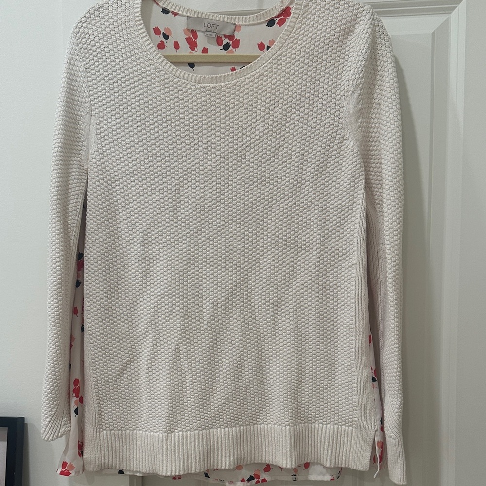 LOFT Off-White Textured Knit Sweater